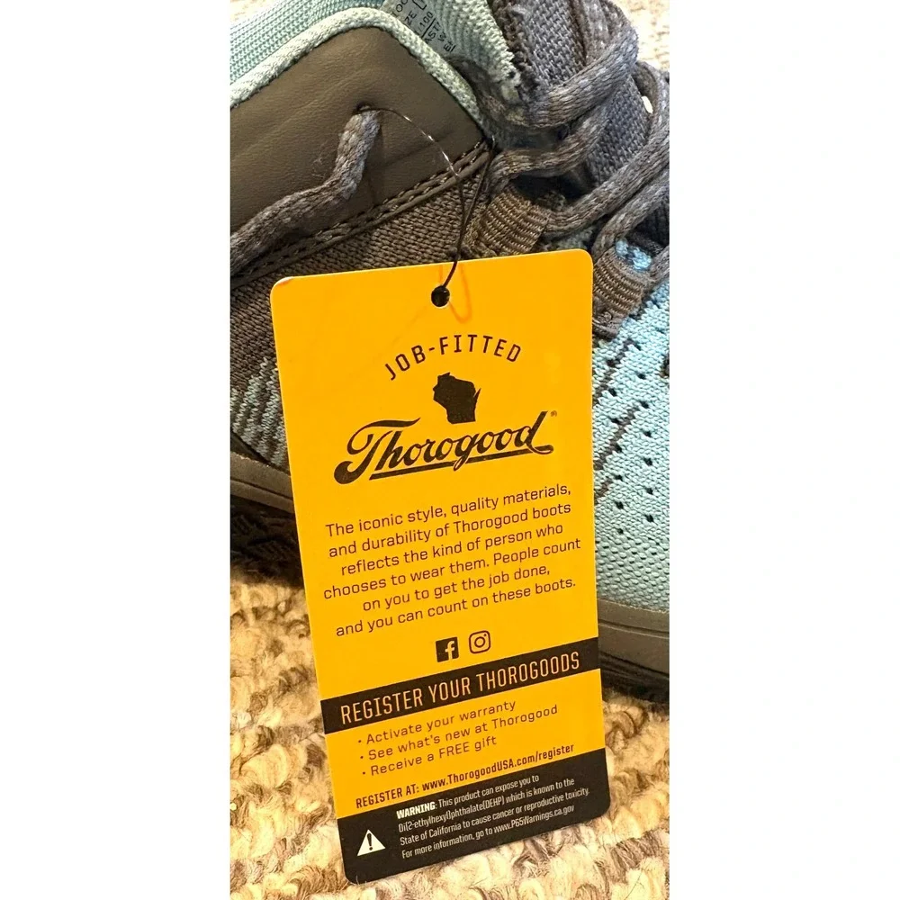 Thorogood Job-Fitted Womens Safety Toe Work Shoes Blue Gray Knit Sneakers NWT